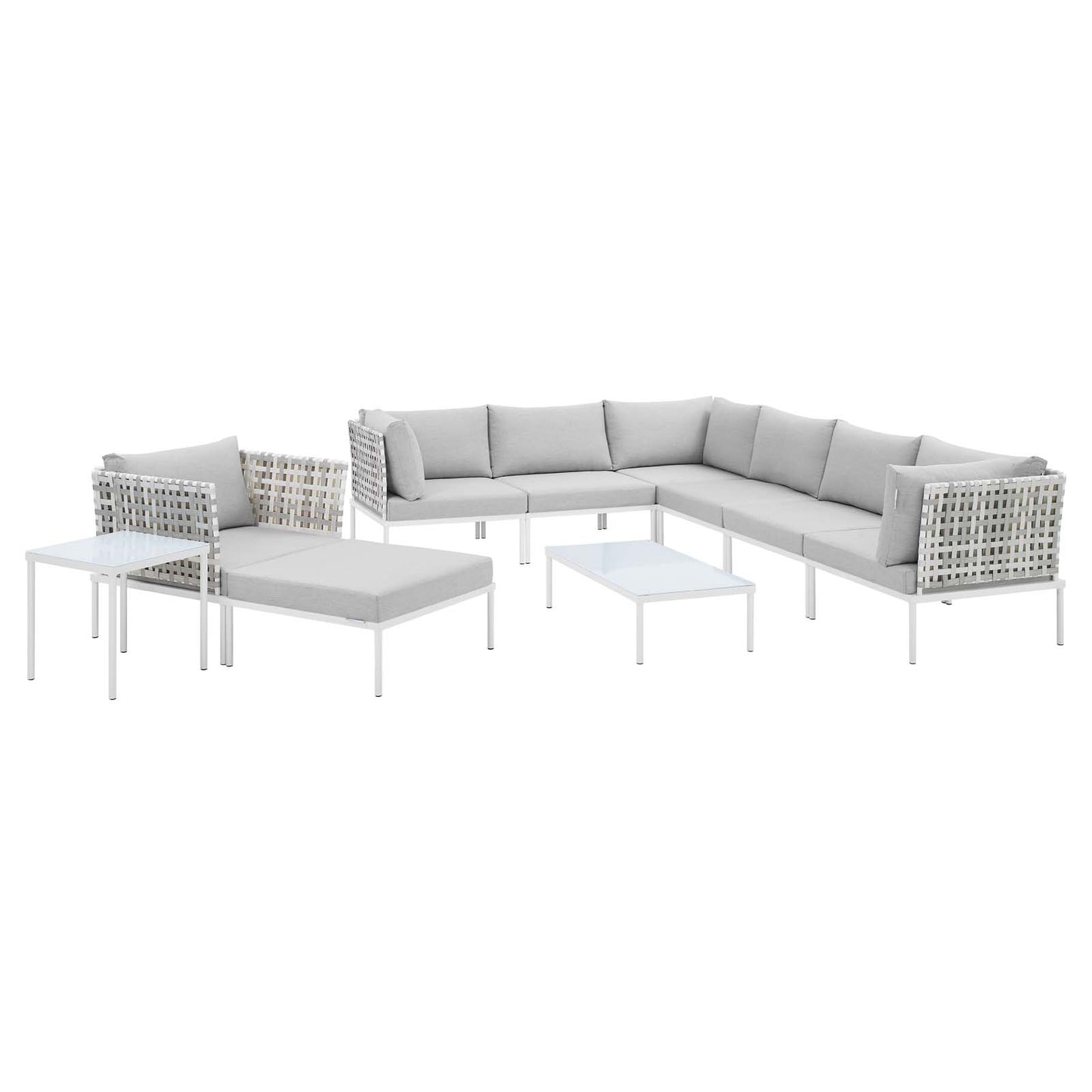 Modway Harmony 10-Piece  Sunbrella® Basket Weave Outdoor Patio Aluminum Sectional Sofa Set - EEI-4950 | Outdoor Sofas, Loveseats & Sectionals | Modishstore - 1