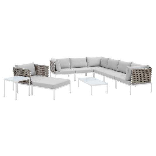 Harmony 10-Piece  Sunbrella® Basket Weave Outdoor Patio Aluminum Sectional Sofa Set By Modway - EEI-4951 | Outdoor Sofas, Loveseats & Sectionals | Modishstore - 1