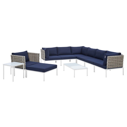 Harmony 10-Piece  Sunbrella® Basket Weave Outdoor Patio Aluminum Sectional Sofa Set By Modway - EEI-4951 | Outdoor Sofas, Loveseats & Sectionals | Modishstore - 17