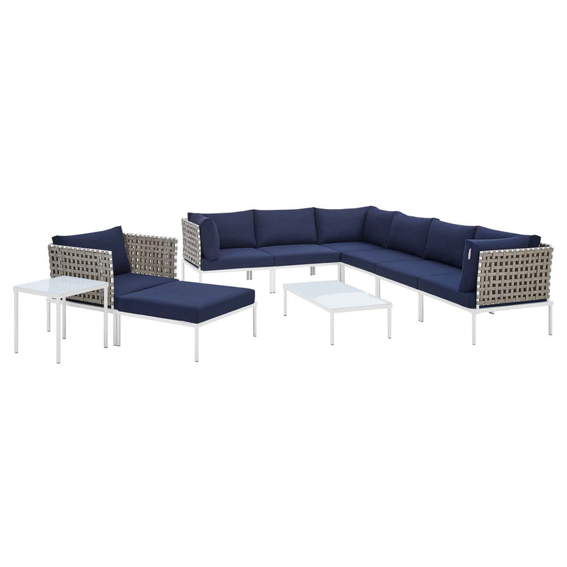 Harmony 10-Piece  Sunbrella® Basket Weave Outdoor Patio Aluminum Sectional Sofa Set By Modway - EEI-4951 | Outdoor Sofas, Loveseats & Sectionals | Modishstore - 17