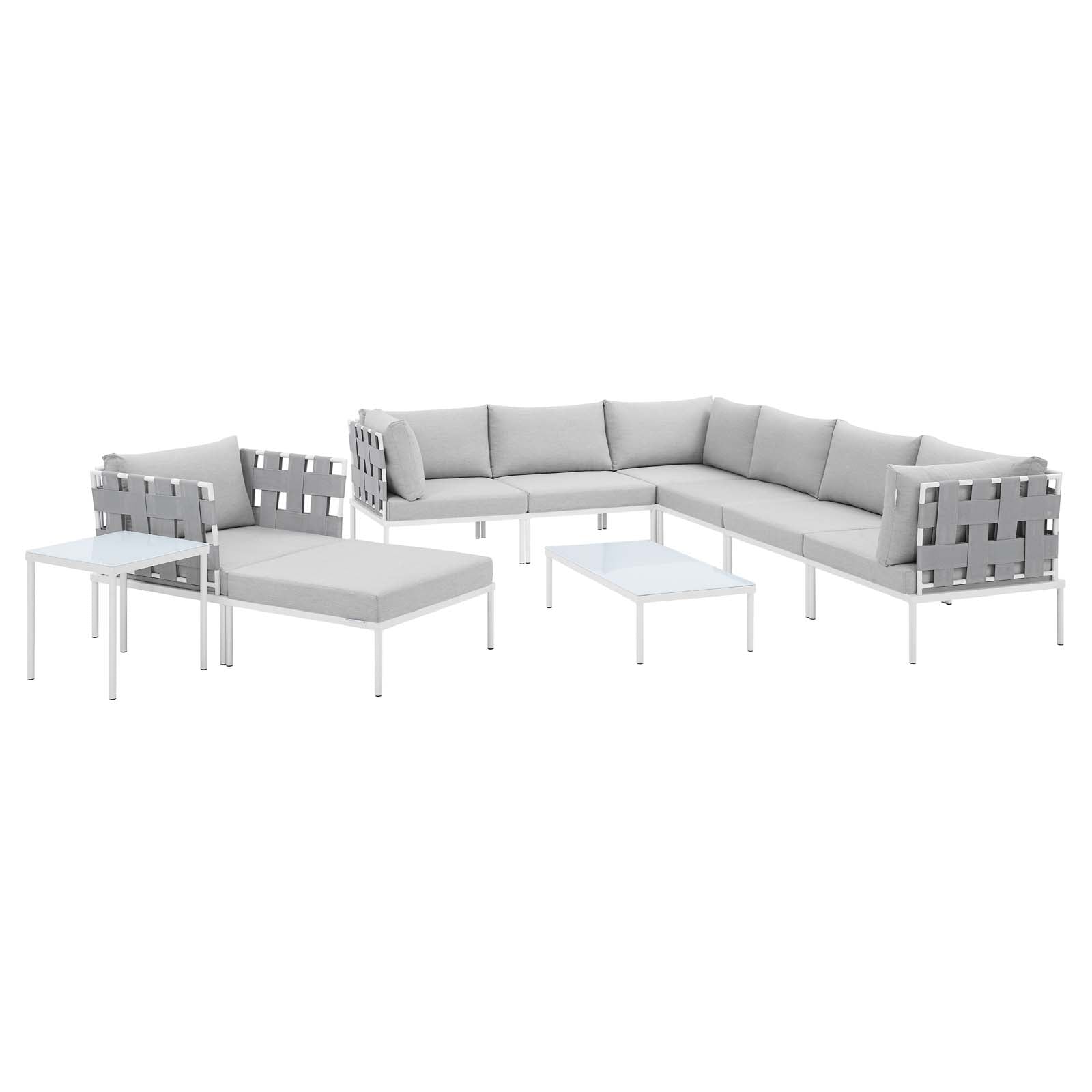Harmony 10-Piece  Sunbrella® Outdoor Patio Aluminum Sectional Sofa Set By Modway - EEI-4953 | Outdoor Sofas, Loveseats & Sectionals | Modishstore