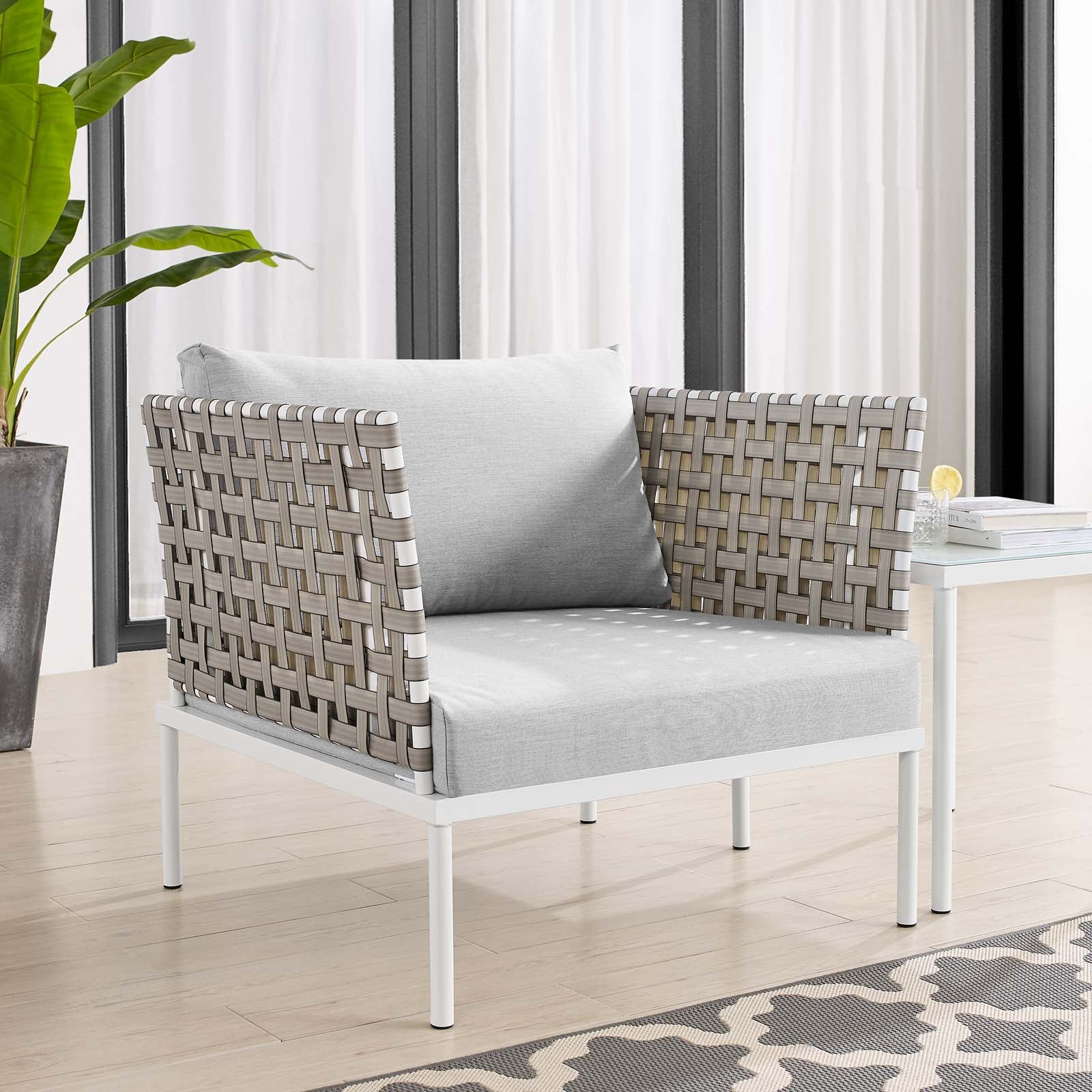 Modway Harmony Sunbrella® Basket Weave Outdoor Patio Aluminum Armchair | Outdoor Chairs | Modishstore