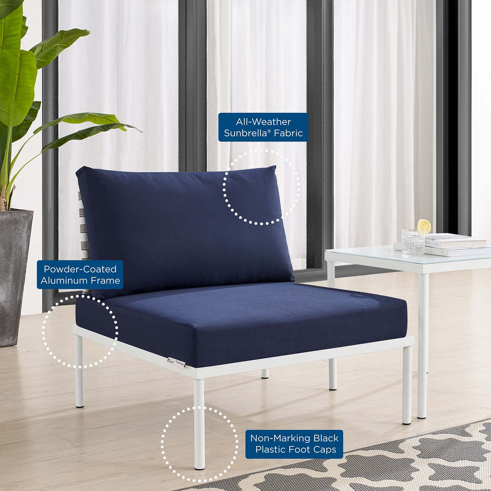 Harmony Sunbrella® Basket Weave Outdoor Patio Aluminum Armless Chair By Modway - EEI-4958 | Outdoor Chairs | Modishstore - 14