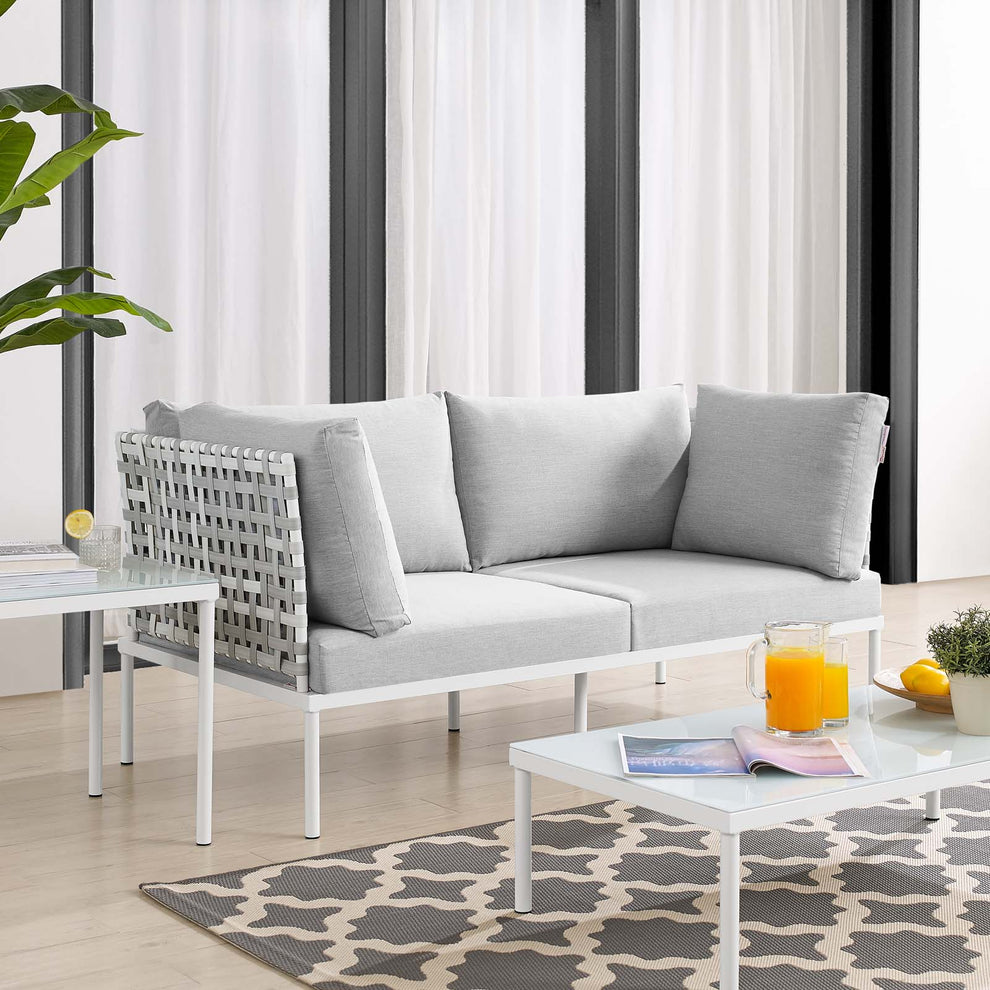 Harmony Sunbrella® Basket Weave Outdoor Patio Aluminum Loveseat By Modway - EEI-4961 | Outdoor Sofas, Loveseats & Sectionals | Modishstore - 1