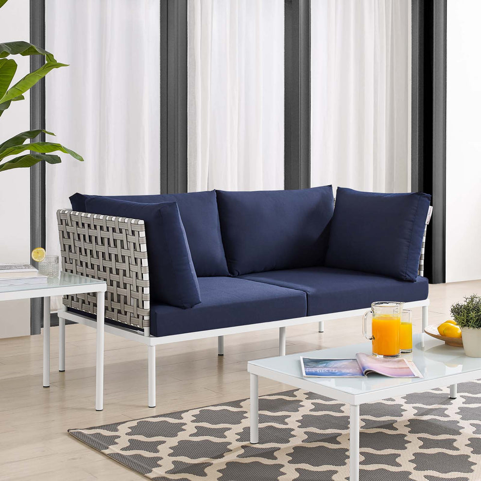Harmony Sunbrella® Basket Weave Outdoor Patio Aluminum Loveseat By Modway - EEI-4962 | Outdoor Sofas, Loveseats & Sectionals | Modishstore - 16