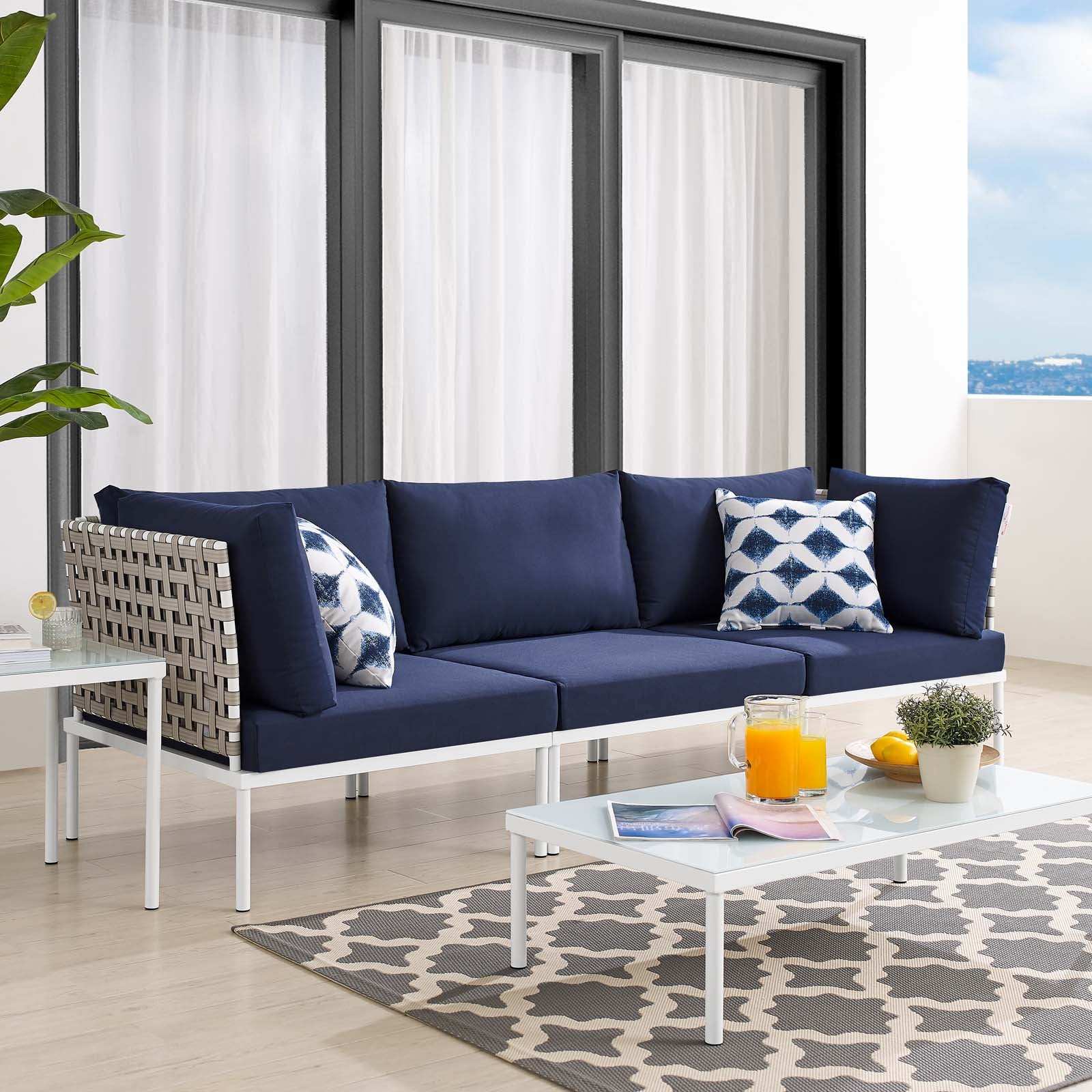 Harmony Sunbrella® Basket Weave Outdoor Patio Aluminum Sofa By Modway | Outdoor Sofas, Loveseats & Sectionals | Modishstore