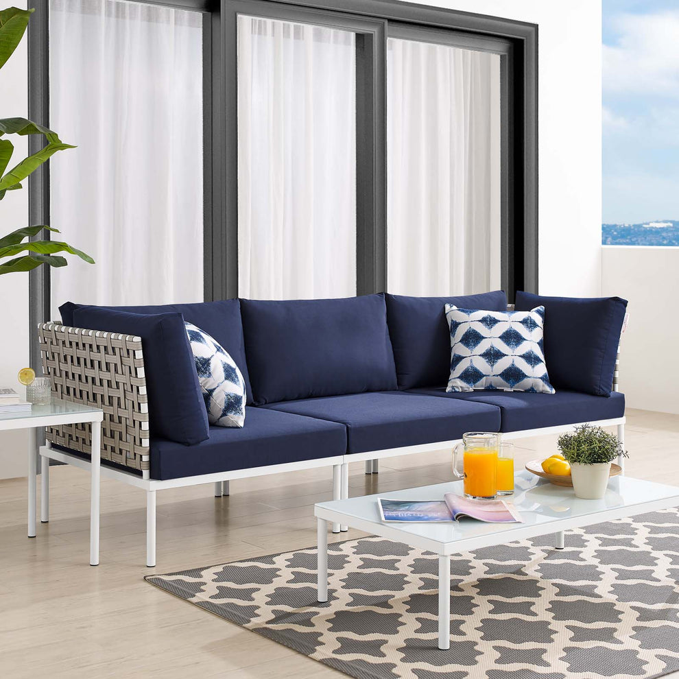 Harmony Sunbrella® Basket Weave Outdoor Patio Aluminum Sofa By Modway - EEI-4966 | Outdoor Sofas, Loveseats & Sectionals | Modishstore - 1