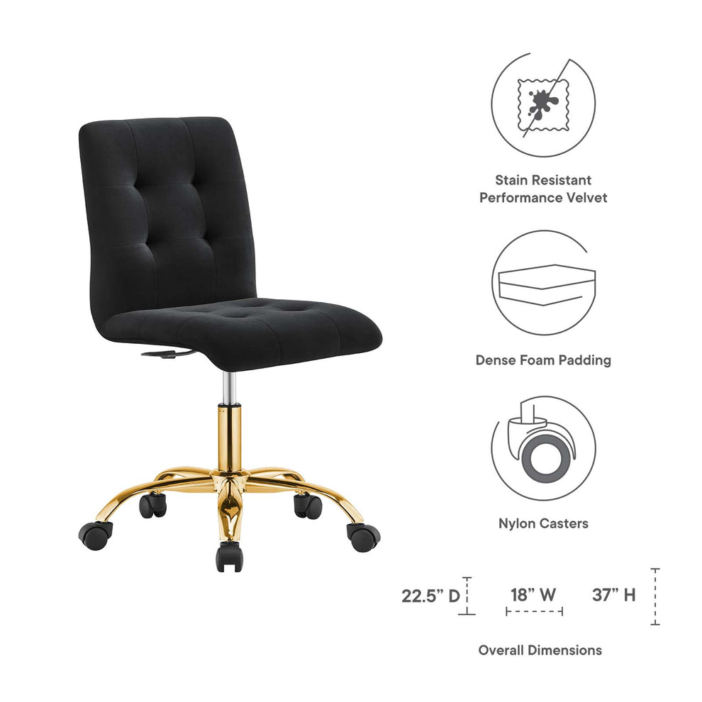 Prim Armless Performance Velvet Office Chair By Modway - EEI-4973 | Office Chairs | Modishstore - 8