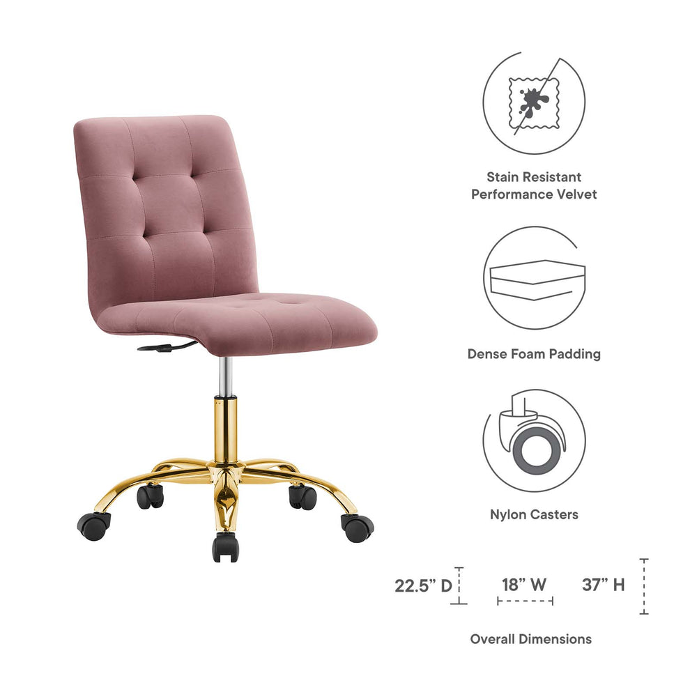 Prim Armless Performance Velvet Office Chair By Modway - EEI-4973 | Office Chairs | Modishstore - 15
