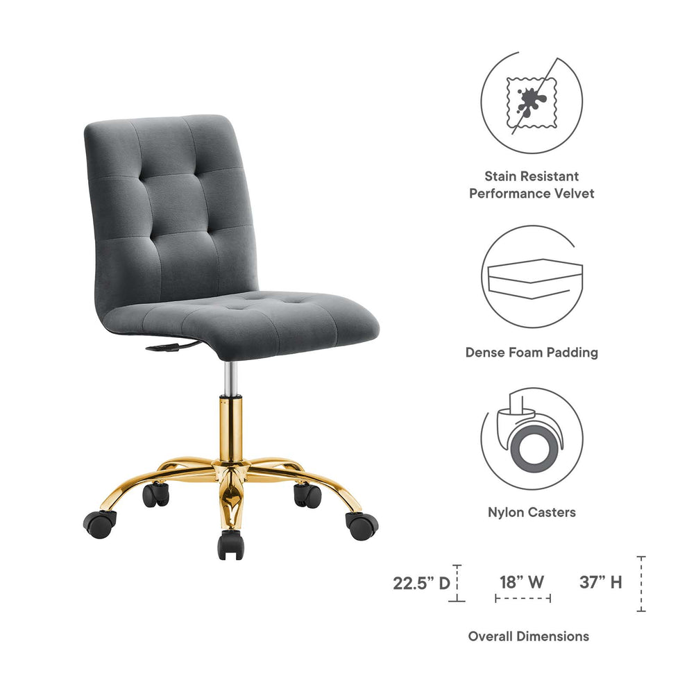 Prim Armless Performance Velvet Office Chair By Modway - EEI-4973 | Office Chairs | Modishstore - 23