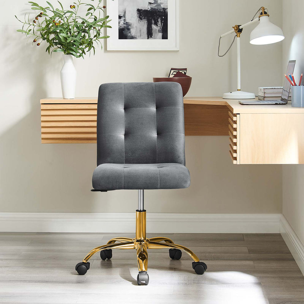 Prim Armless Performance Velvet Office Chair By Modway - EEI-4973 | Office Chairs | Modishstore - 24