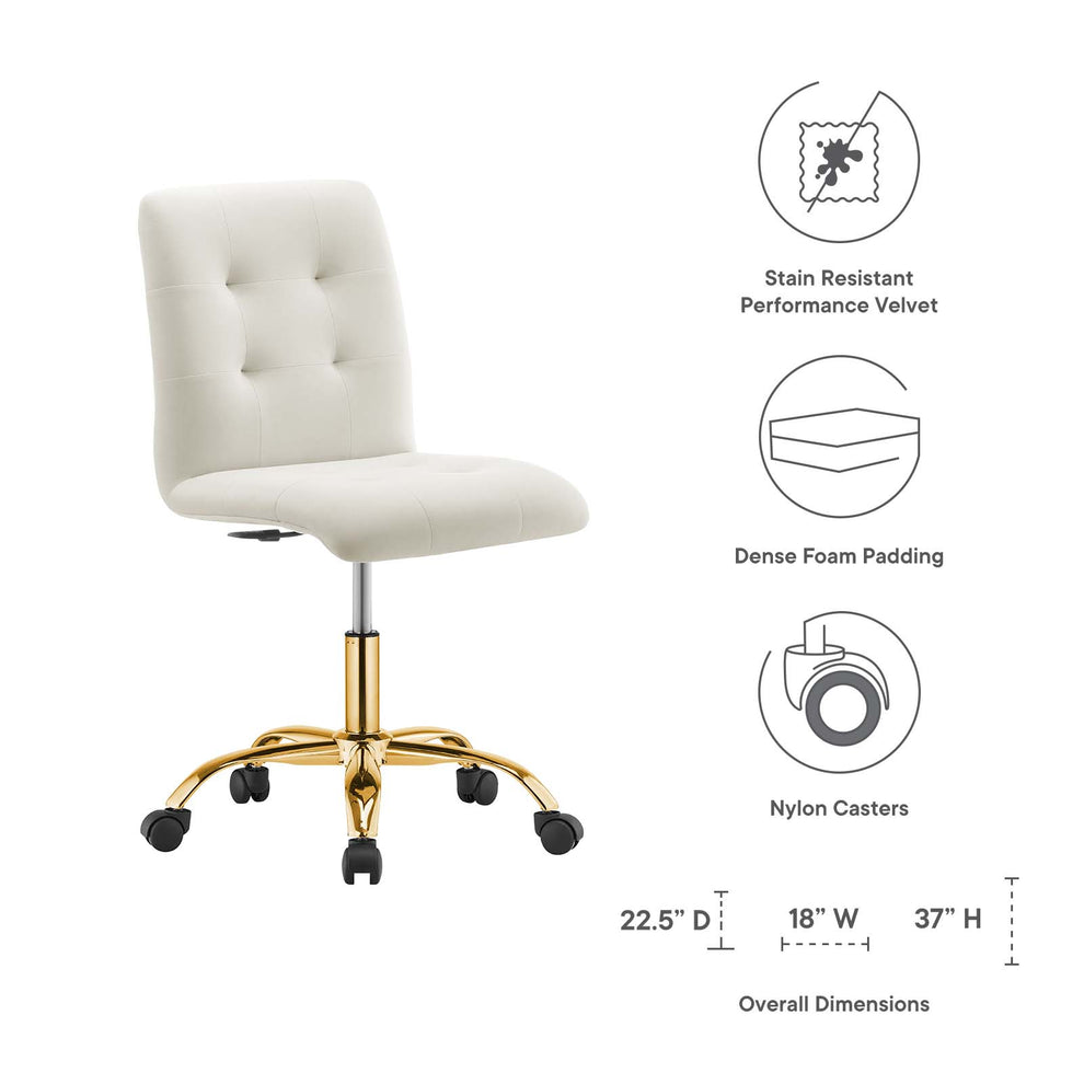 Prim Armless Performance Velvet Office Chair By Modway - EEI-4973 | Office Chairs | Modishstore - 31
