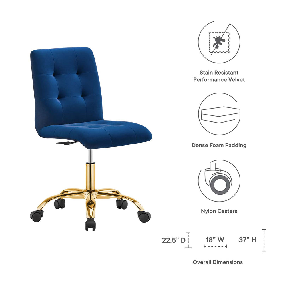 Prim Armless Performance Velvet Office Chair By Modway - EEI-4973 | Office Chairs | Modishstore - 39