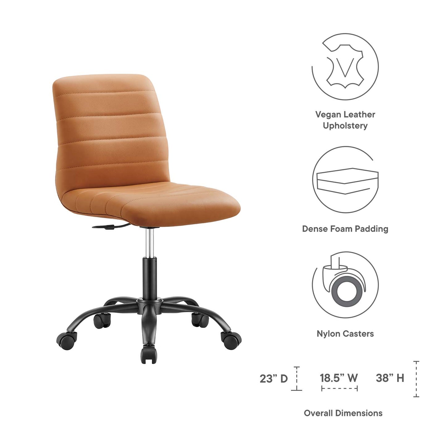 Ripple Armless Vegan Leather Office Chair By Modway - EEI-4974 | Office Chairs | Modishstore - 15