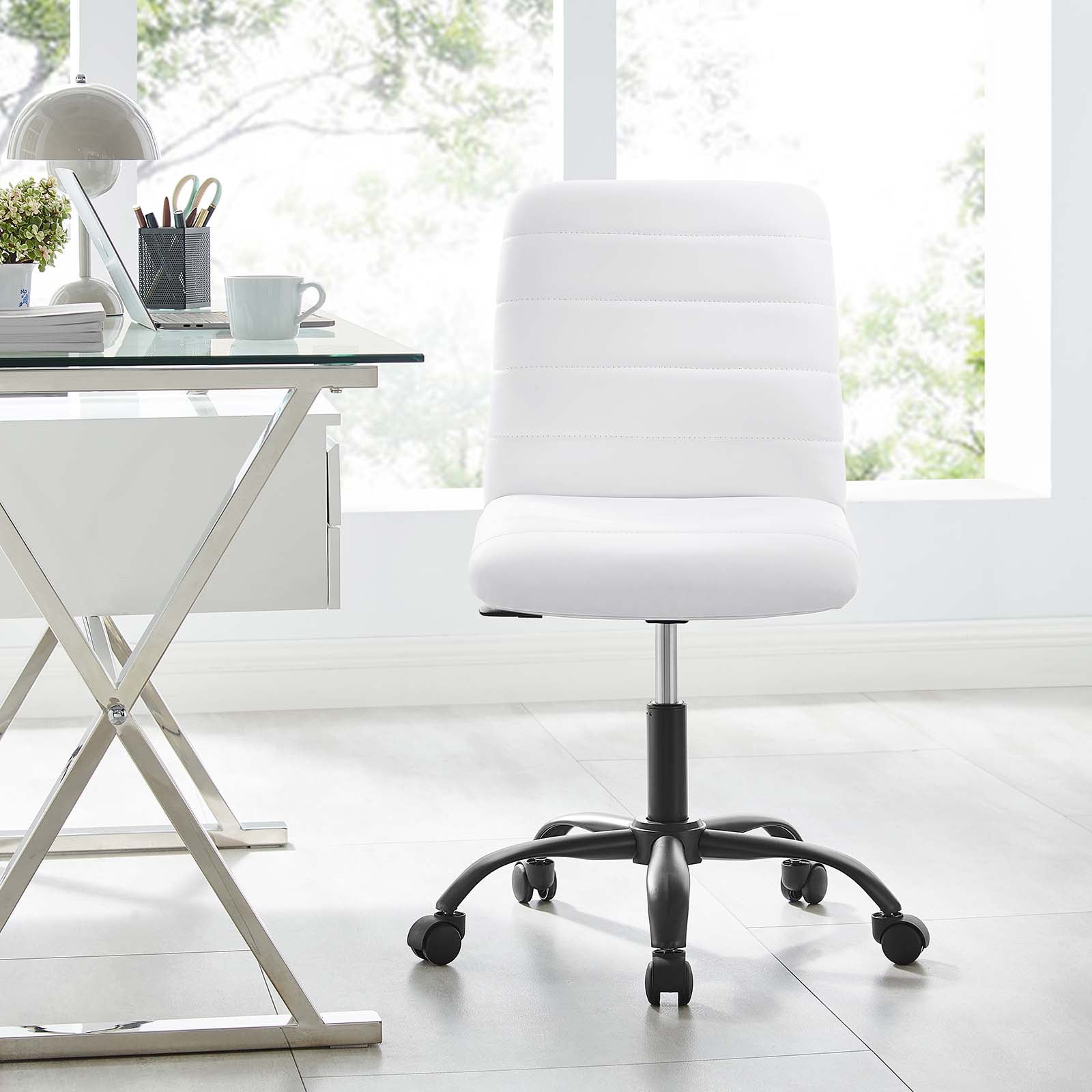 Ripple Armless Vegan Leather Office Chair By Modway - EEI-4974 | Office Chairs | Modishstore - 24