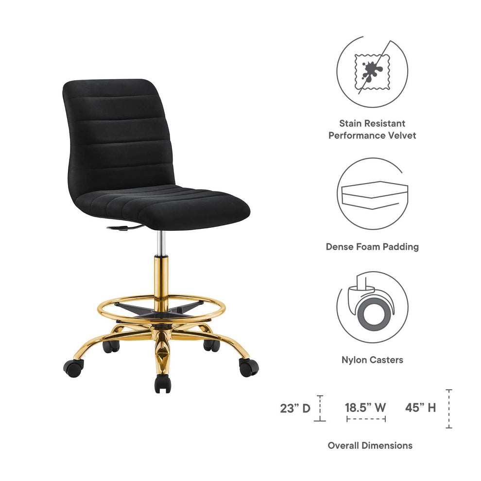 Ripple Armless Performance Velvet Drafting Chair By Modway - EEI-4976 | Office Chairs | Modishstore - 8