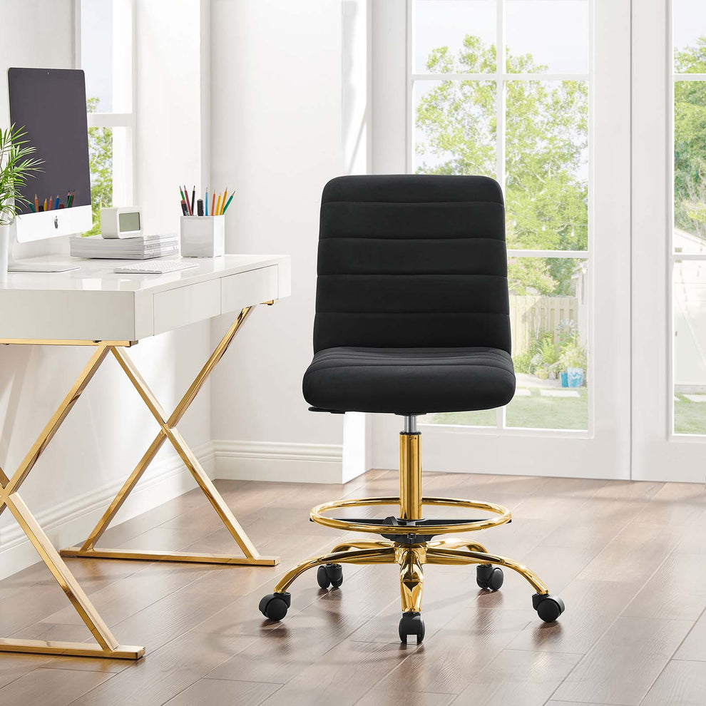 Ripple Armless Performance Velvet Drafting Chair By Modway - EEI-4976 | Office Chairs | Modishstore - 1
