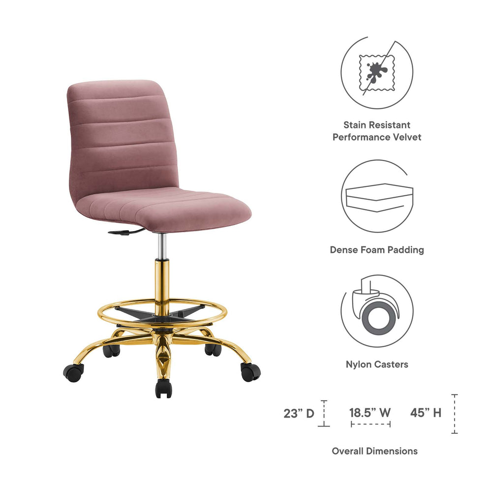 Ripple Armless Performance Velvet Drafting Chair By Modway - EEI-4976 | Office Chairs | Modishstore - 15