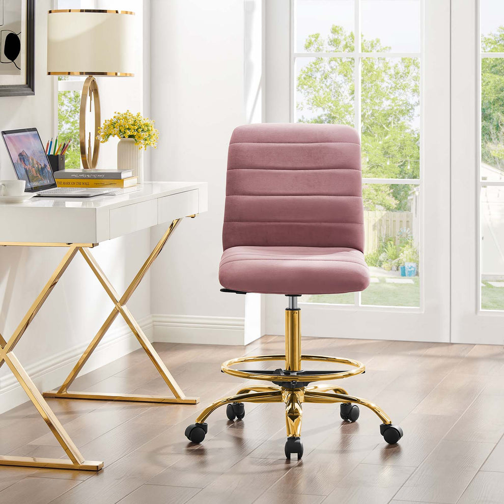 Ripple Armless Performance Velvet Drafting Chair By Modway - EEI-4976 | Office Chairs | Modishstore - 16