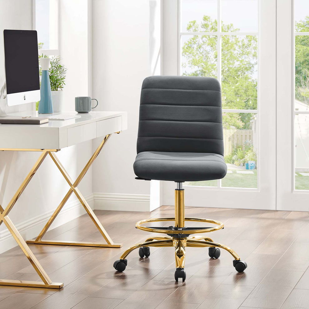 Ripple Armless Performance Velvet Drafting Chair By Modway - EEI-4976 | Office Chairs | Modishstore - 24
