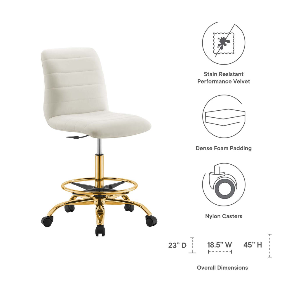 Ripple Armless Performance Velvet Drafting Chair By Modway - EEI-4976 | Office Chairs | Modishstore - 31