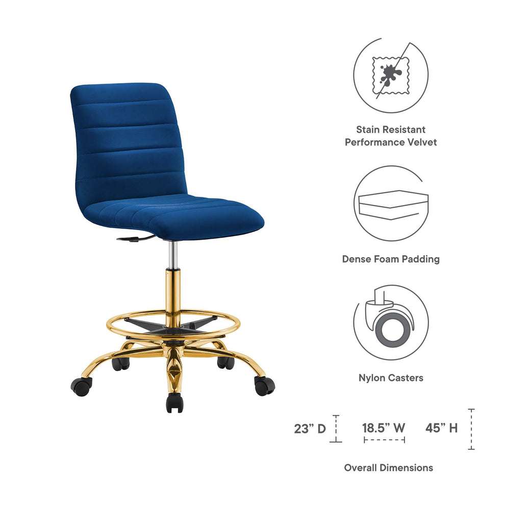Ripple Armless Performance Velvet Drafting Chair By Modway - EEI-4976 | Office Chairs | Modishstore - 39