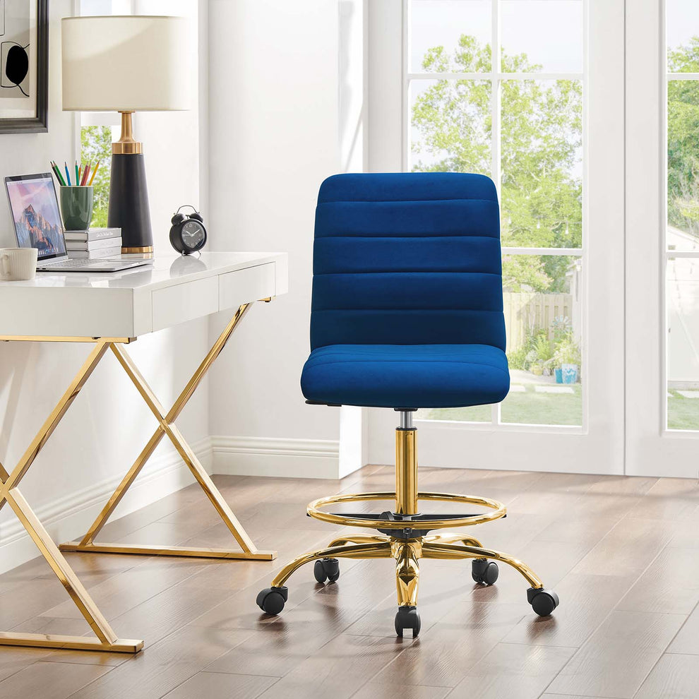 Ripple Armless Performance Velvet Drafting Chair By Modway - EEI-4976 | Office Chairs | Modishstore - 40