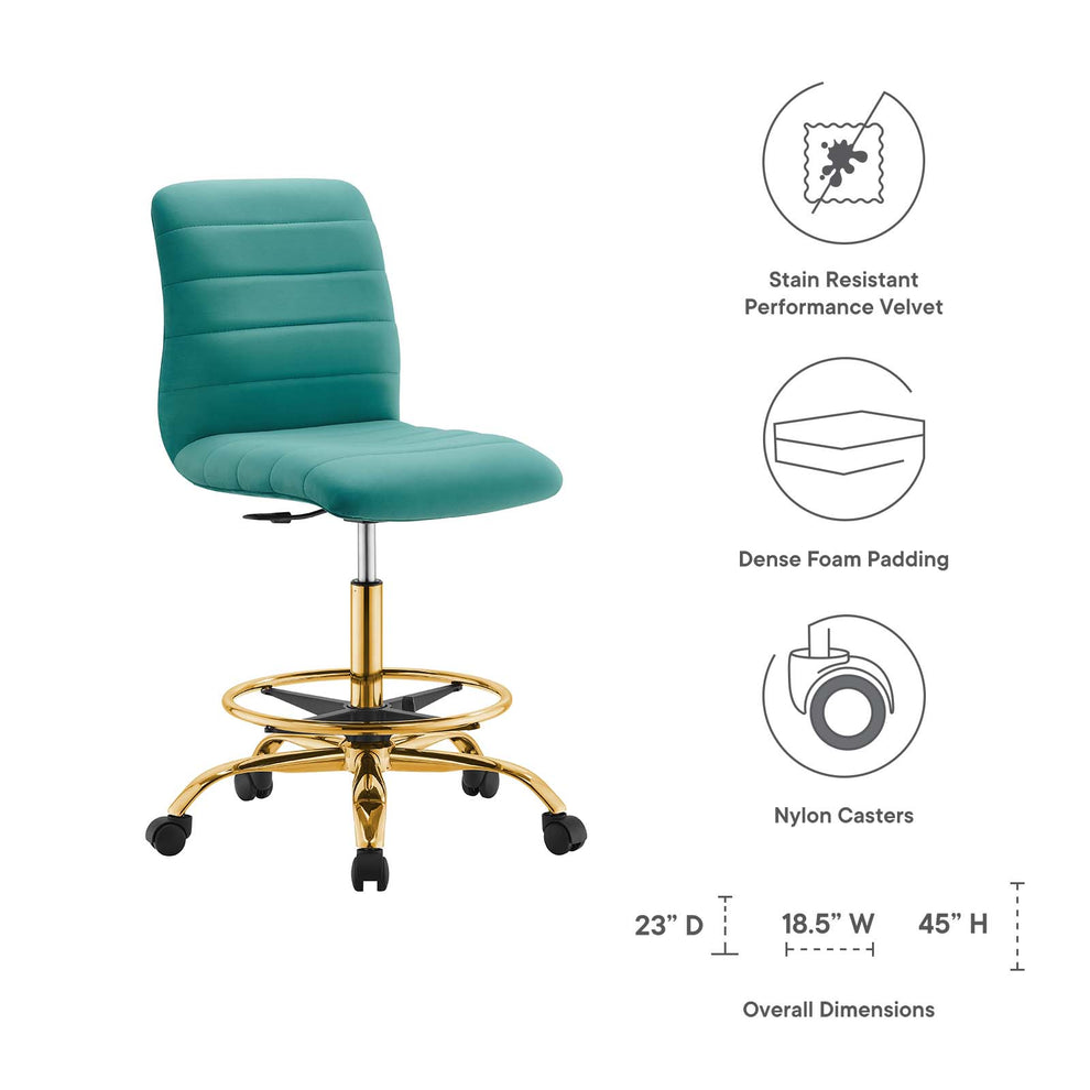 Ripple Armless Performance Velvet Drafting Chair By Modway - EEI-4976 | Office Chairs | Modishstore - 47