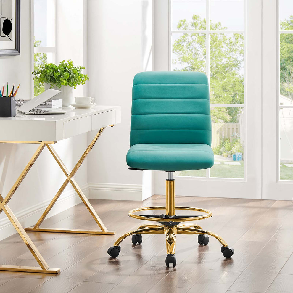 Ripple Armless Performance Velvet Drafting Chair By Modway - EEI-4976 | Office Chairs | Modishstore - 48