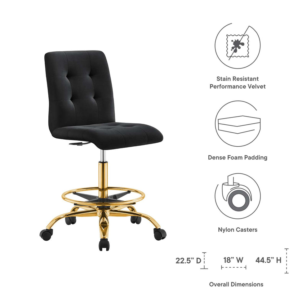 Prim Armless Performance Velvet Drafting Chair By Modway - EEI-4977 | Office Chairs | Modishstore - 8