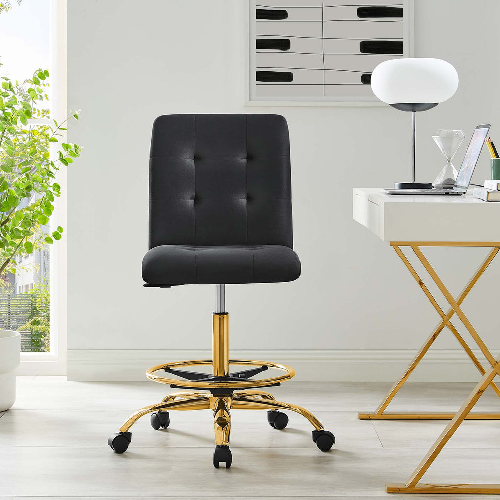Prim Armless Performance Velvet Drafting Chair By Modway - EEI-4977 | Office Chairs | Modishstore - 1