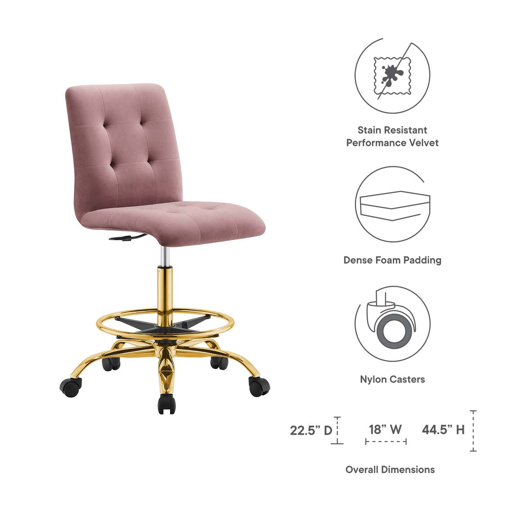 Prim Armless Performance Velvet Drafting Chair By Modway - EEI-4977 | Office Chairs | Modishstore - 15