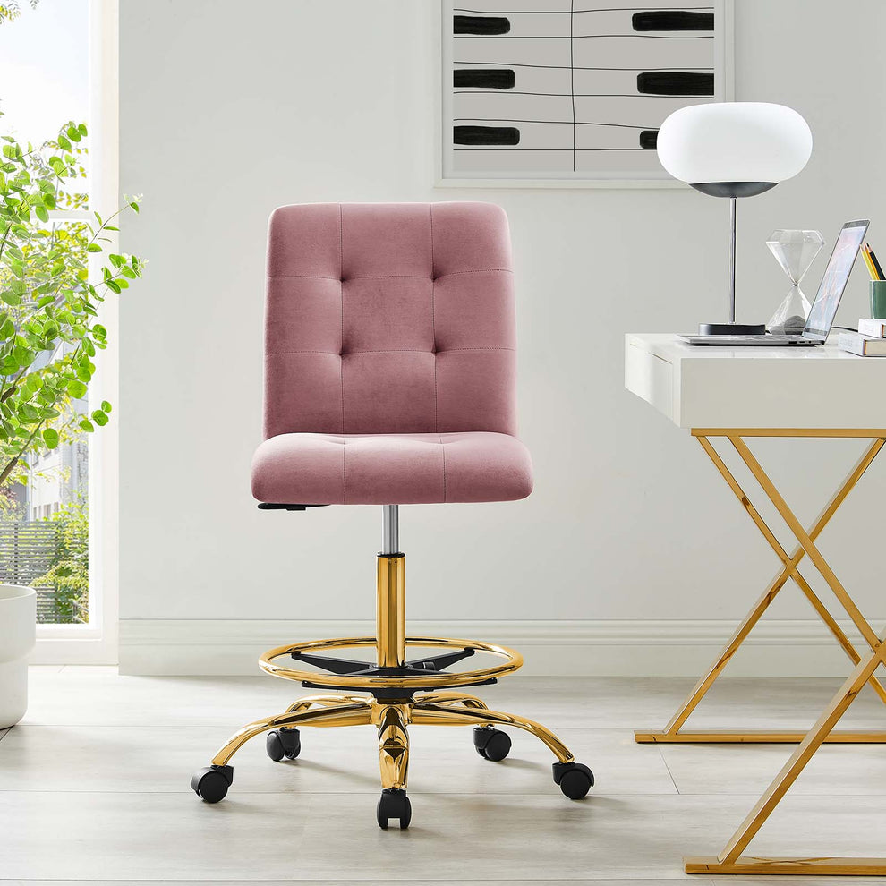 Prim Armless Performance Velvet Drafting Chair By Modway - EEI-4977 | Office Chairs | Modishstore - 16