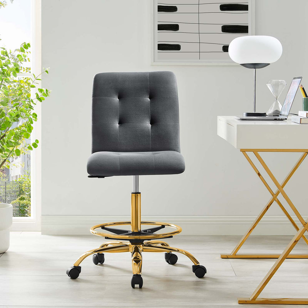 Prim Armless Performance Velvet Drafting Chair By Modway - EEI-4977 | Office Chairs | Modishstore - 24