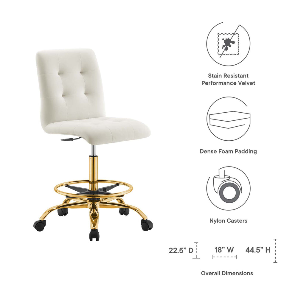 Prim Armless Performance Velvet Drafting Chair By Modway - EEI-4977 | Office Chairs | Modishstore - 31