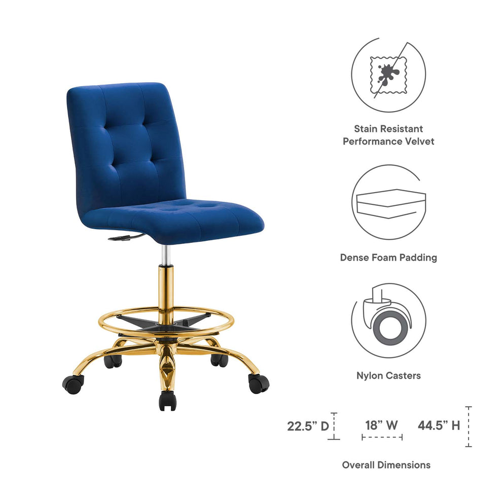 Prim Armless Performance Velvet Drafting Chair By Modway - EEI-4977 | Office Chairs | Modishstore - 39