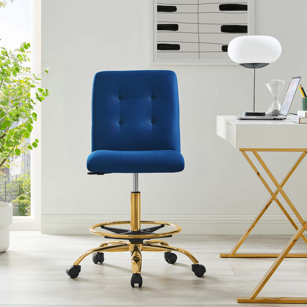 Prim Armless Performance Velvet Drafting Chair By Modway - EEI-4977 | Office Chairs | Modishstore - 40