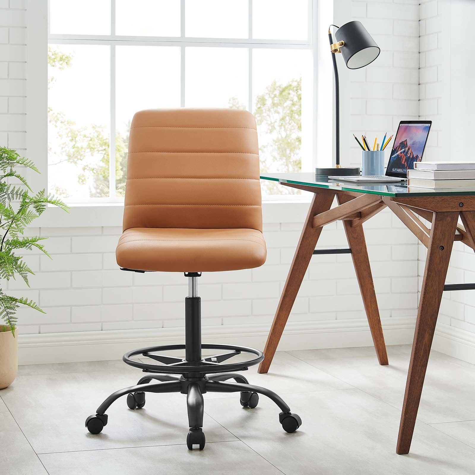 Ripple Armless Vegan Leather Drafting Chair By Modway - EEI-4978 | Office Chairs | Modishstore - 16