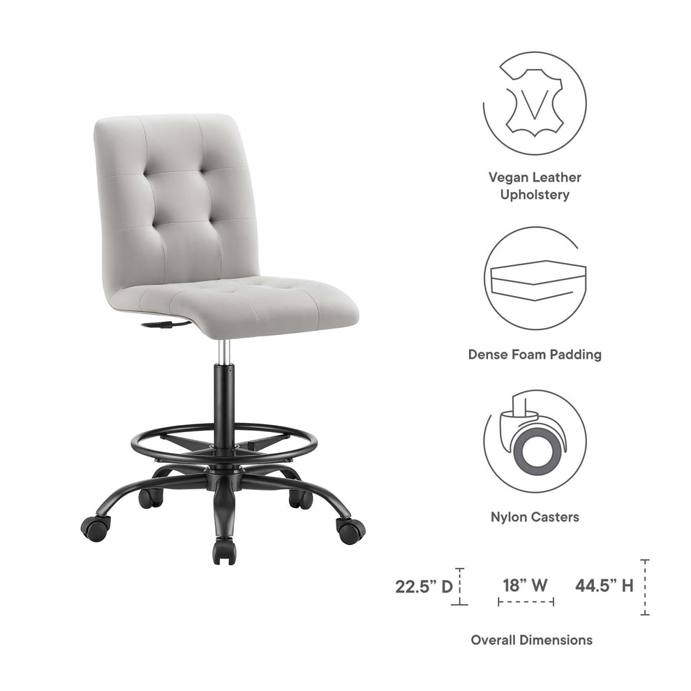 Prim Armless Vegan Leather Drafting Chair By Modway - EEI-4979 | Office Chairs | Modishstore - 8
