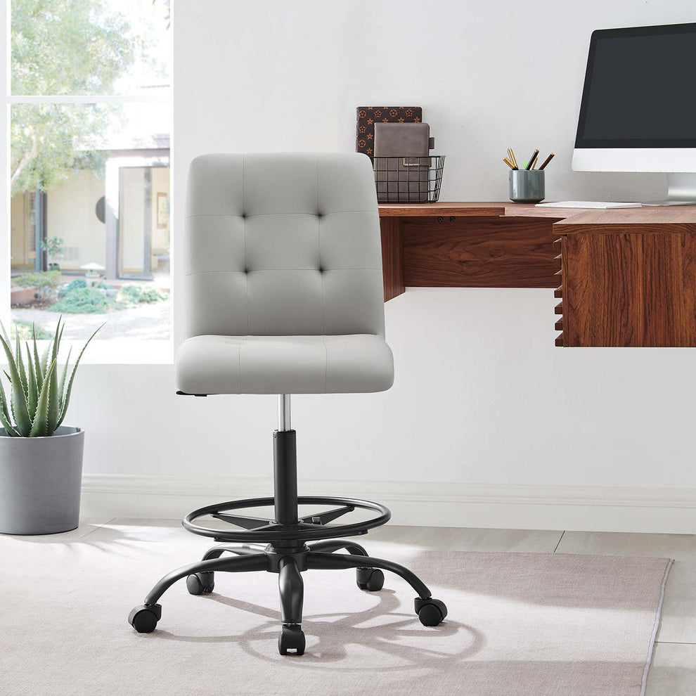 Prim Armless Vegan Leather Drafting Chair By Modway - EEI-4979 | Office Chairs | Modishstore - 1