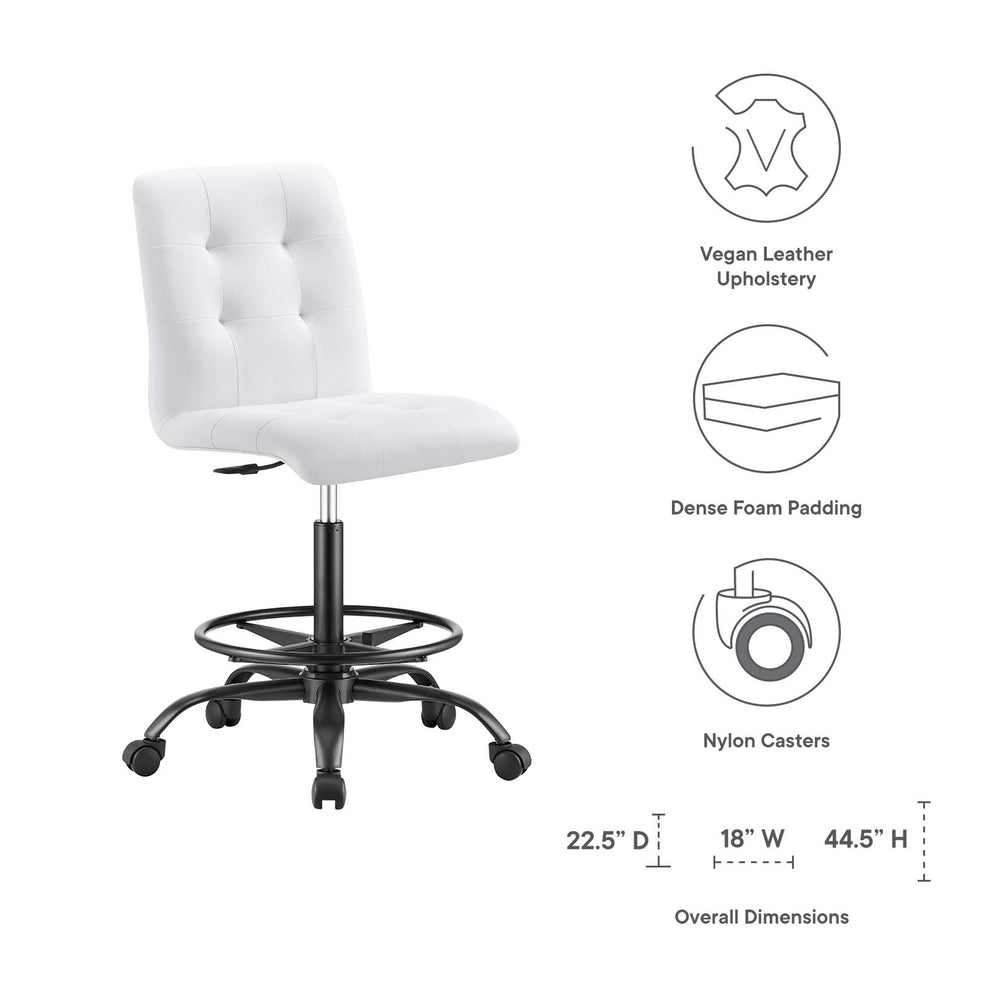 Prim Armless Vegan Leather Drafting Chair By Modway - EEI-4979 | Office Chairs | Modishstore - 23