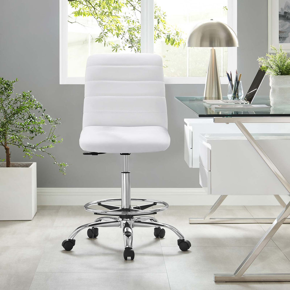 Ripple Armless Vegan Leather Drafting Chair By Modway - EEI-4980 | Office Chairs | Modishstore - 40
