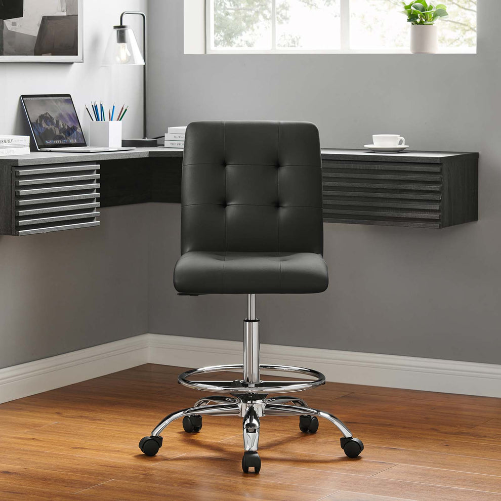 Prim Armless Vegan Leather Drafting Chair By Modway - EEI-4981 | Office Chairs | Modishstore - 1