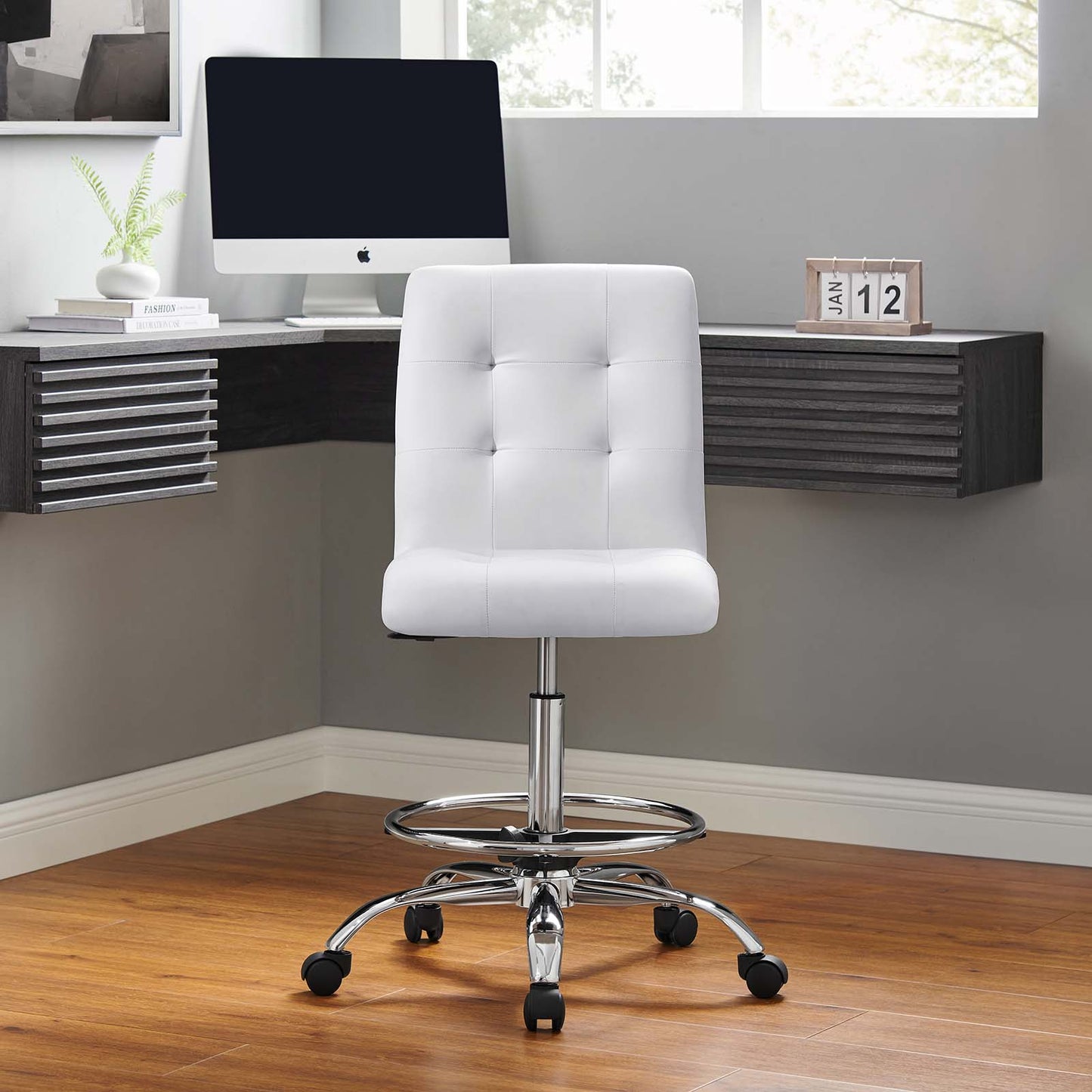 Prim Armless Vegan Leather Drafting Chair By Modway - EEI-4981 | Office Chairs | Modishstore - 40