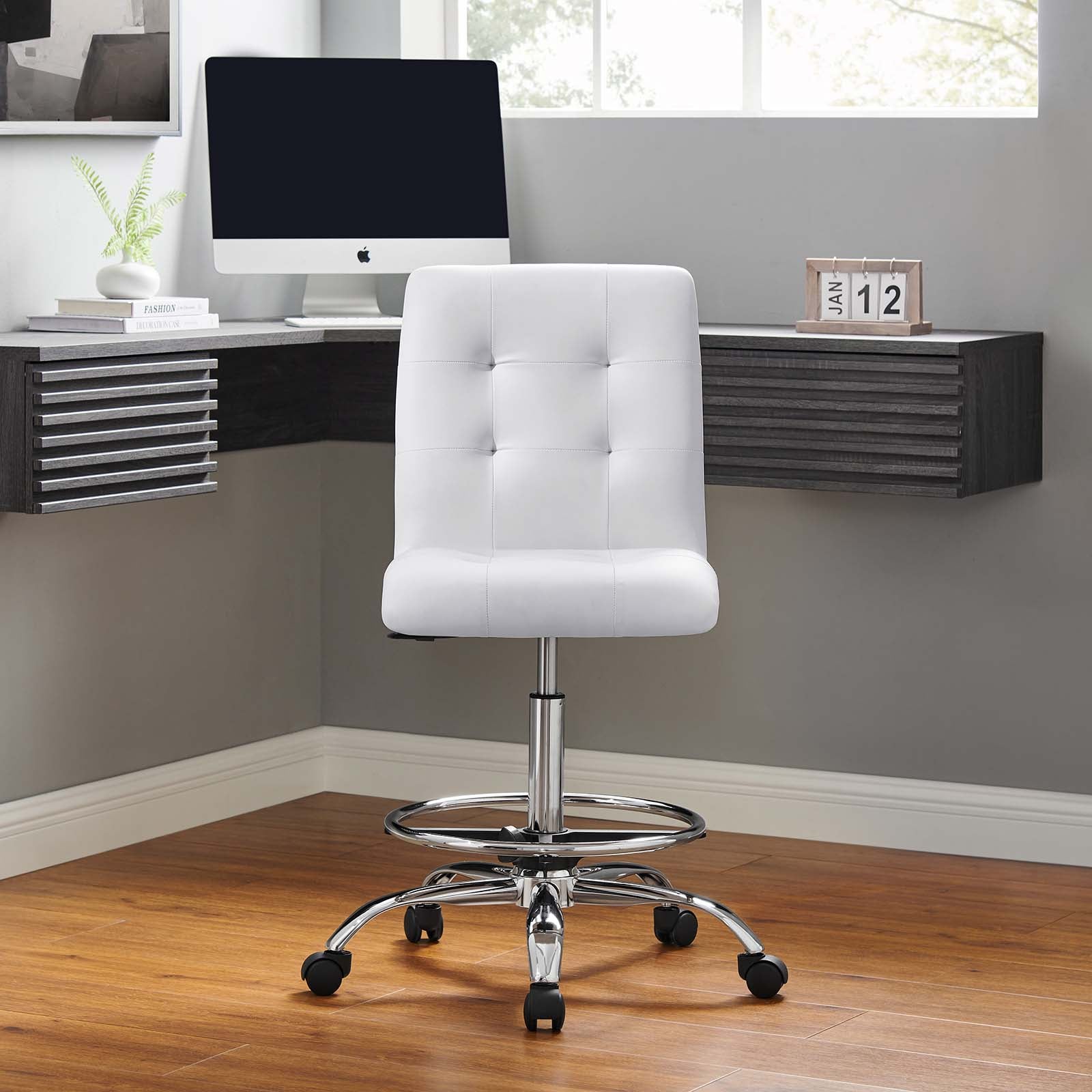 Prim Armless Vegan Leather Drafting Chair By Modway - EEI-4981 | Office Chairs | Modishstore - 40