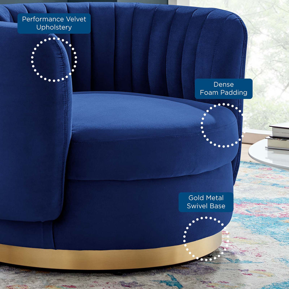 Embrace Tufted Performance Velvet Performance Velvet Swivel Chair By Modway - EEI-4997 | Armchairs | Modishstore - 14
