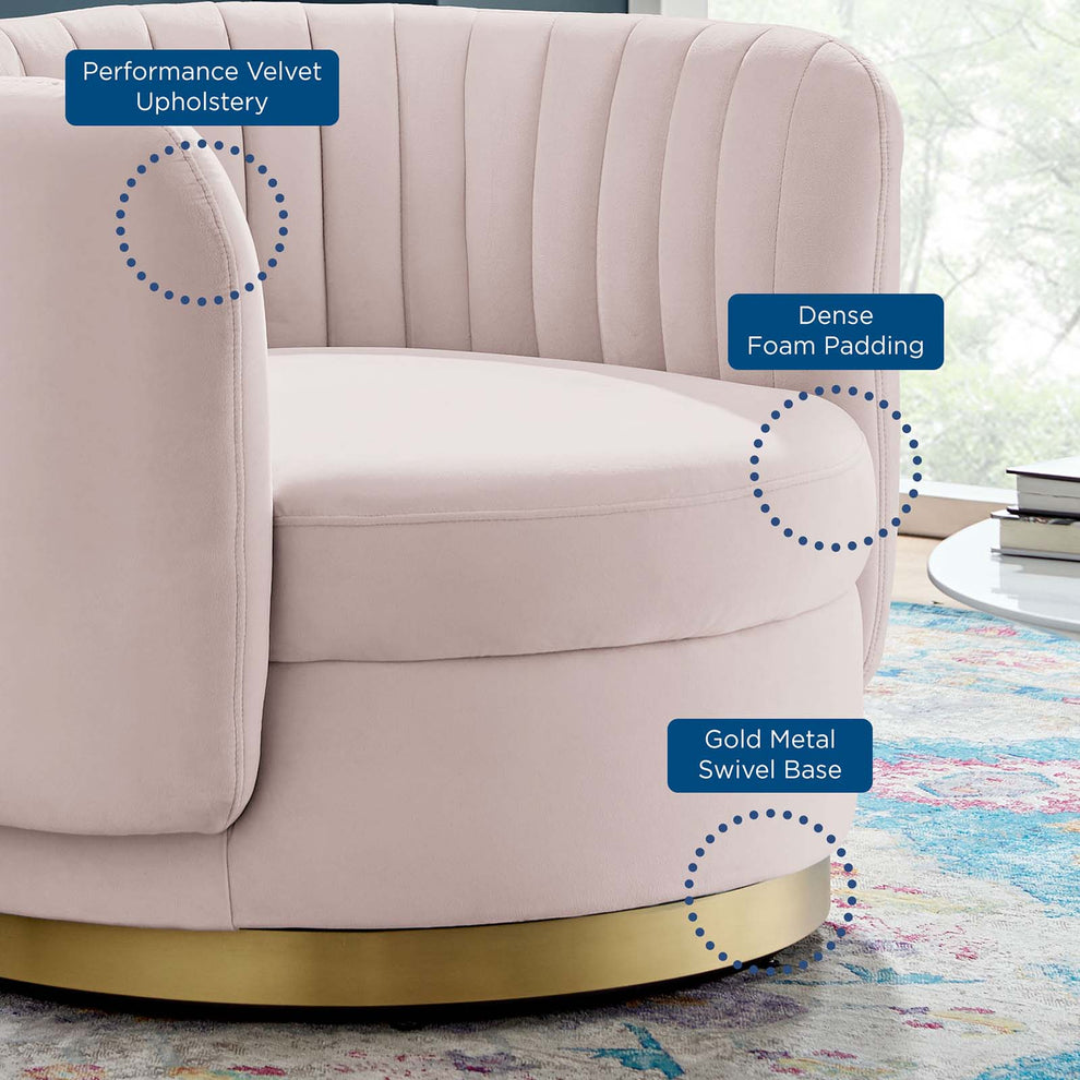 Embrace Tufted Performance Velvet Performance Velvet Swivel Chair By Modway - EEI-4997 | Armchairs | Modishstore - 21