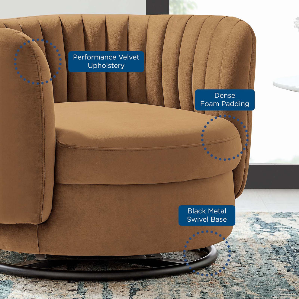 Embrace Tufted Performance Velvet Performance Velvet Swivel Chair By Modway - EEI-4998 | Armchairs | Modishstore - 7