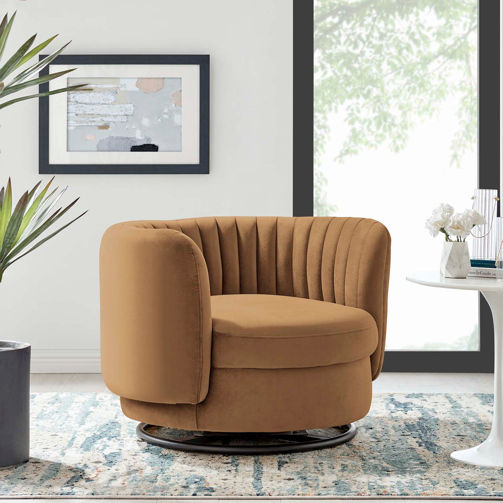 Embrace Tufted Performance Velvet Performance Velvet Swivel Chair By Modway - EEI-4998 | Armchairs | Modishstore - 1
