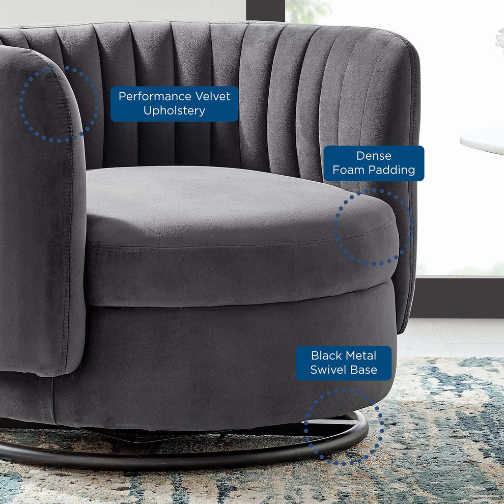 Embrace Tufted Performance Velvet Performance Velvet Swivel Chair By Modway - EEI-4998 | Armchairs | Modishstore - 20